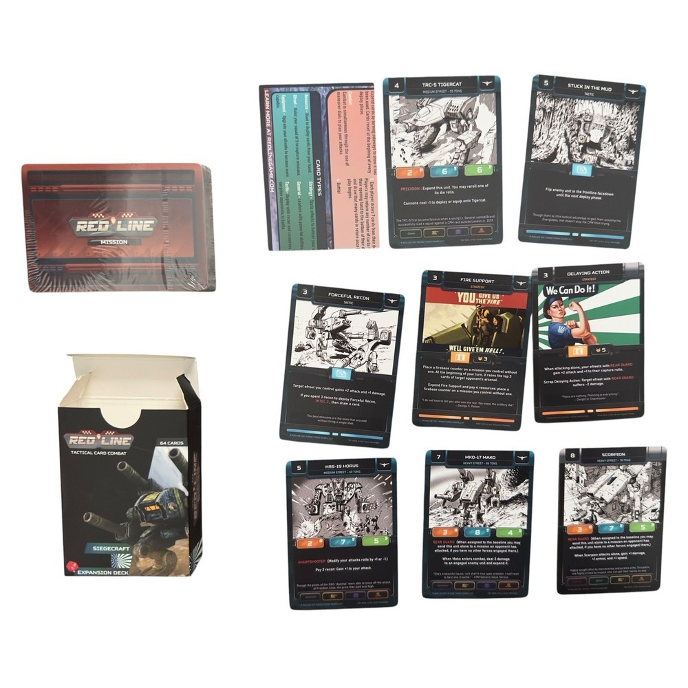 Redline Tactical Card Combat Core Set Lot w Sapper & Siegecraft Expansion Decks - Picture 7 of 8